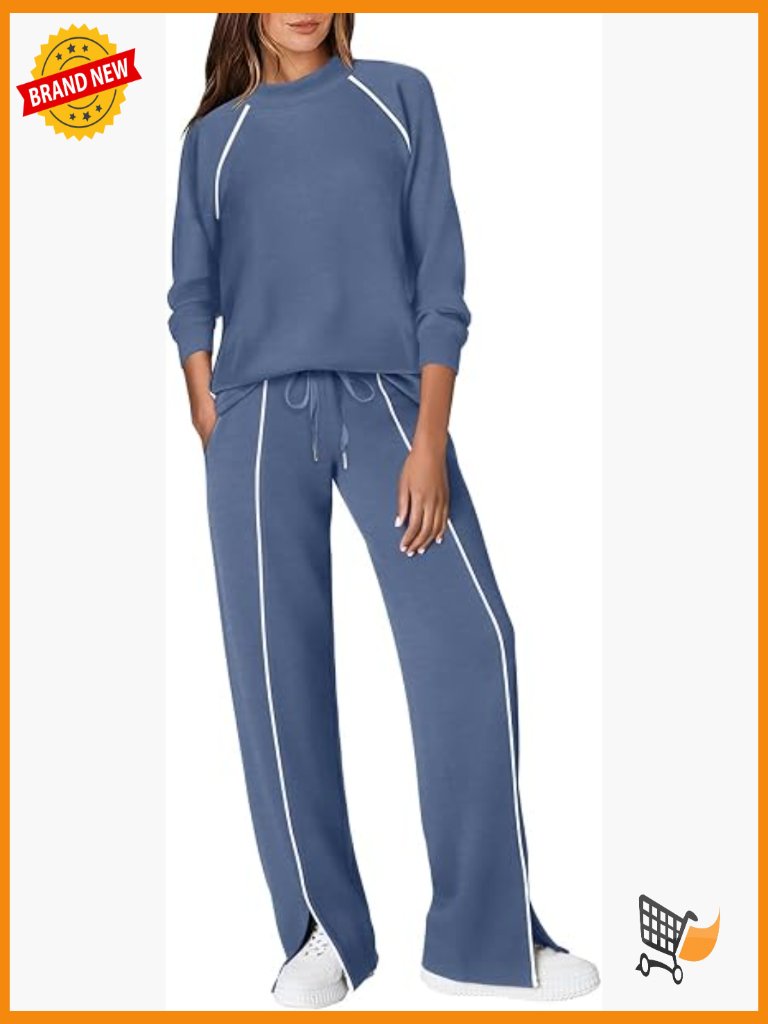 2 Piece Lounge Set Wide Leg Pant Matching Outfit Fall